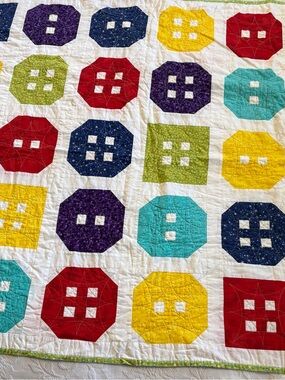 Multicolor small  Quilt - Red, Yellow, Teal, Purple, Navy, Green